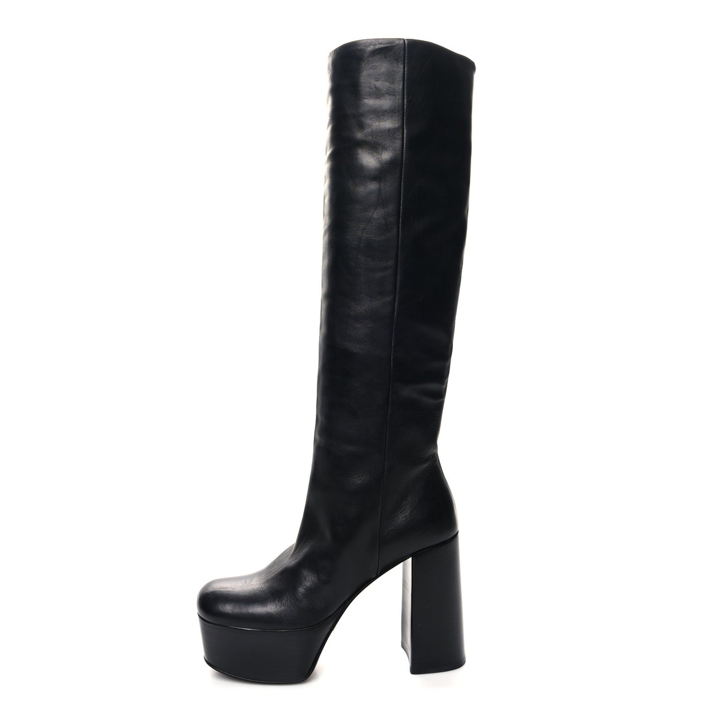 Calfskin Knee High Platform 105mm Boots 35 Black