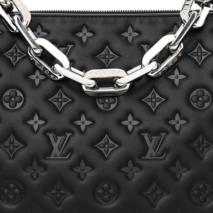 Louis Vuitton Lambskin Embossed Monogram Coussin MM Black 9 of 11