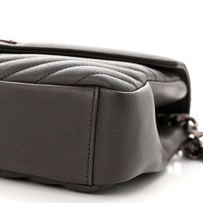 Saint Laurent Sheepskin Matelasse Chevron Monogram Medium College Bag Asphalt 10 of 15