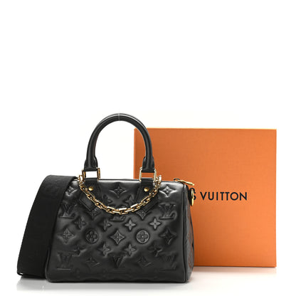 Louis Vuitton Lambskin Embossed Monogram Speedy 22 Bandouliere Black 12 of 12