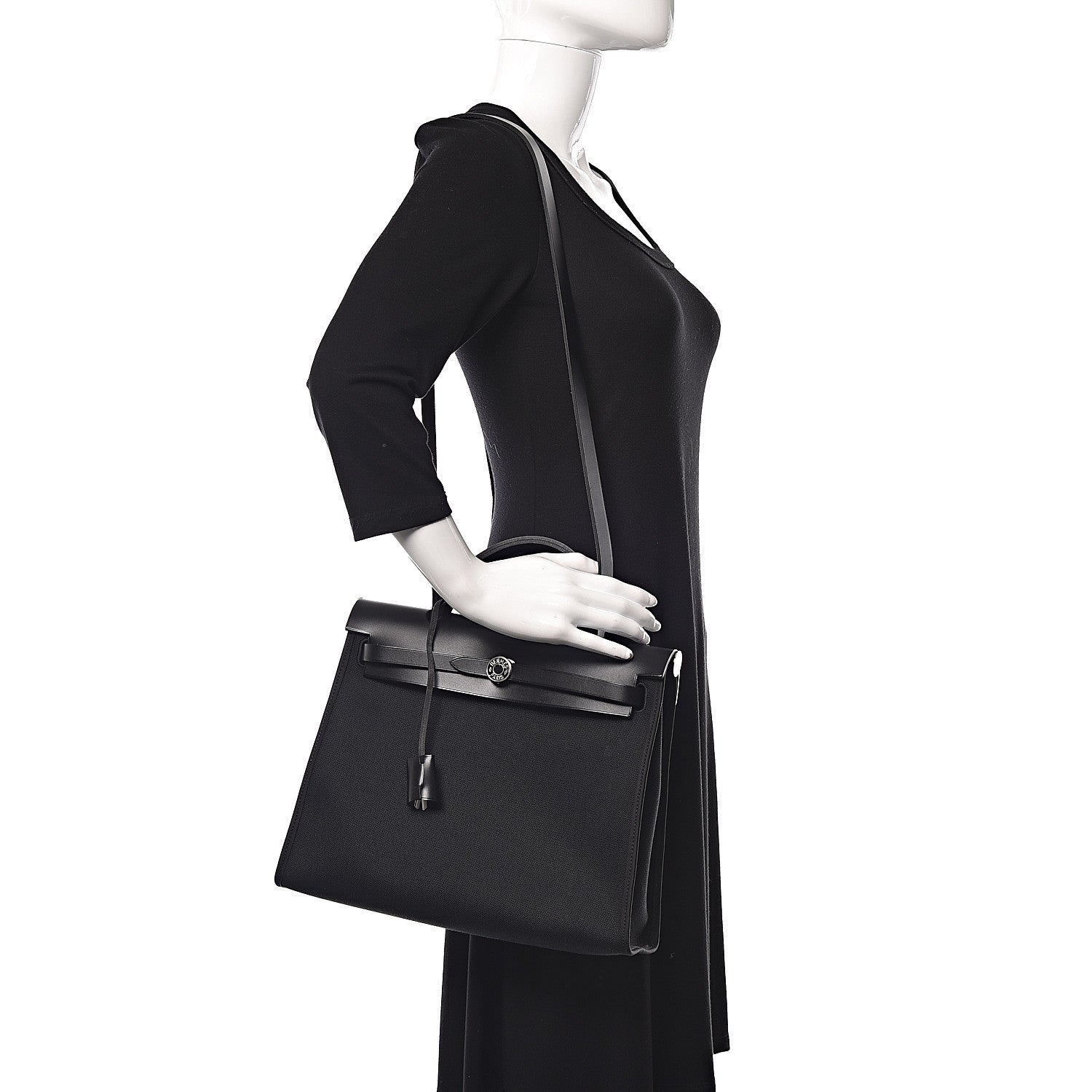 Hermes Military Toile Vache Hunter Herbag Zip PM 31 Black 2 of 10