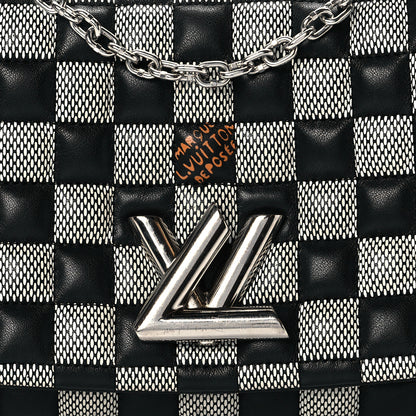 Louis Vuitton Calfskin Damier Twist Shoulder Bag BB Black White 7 of 9