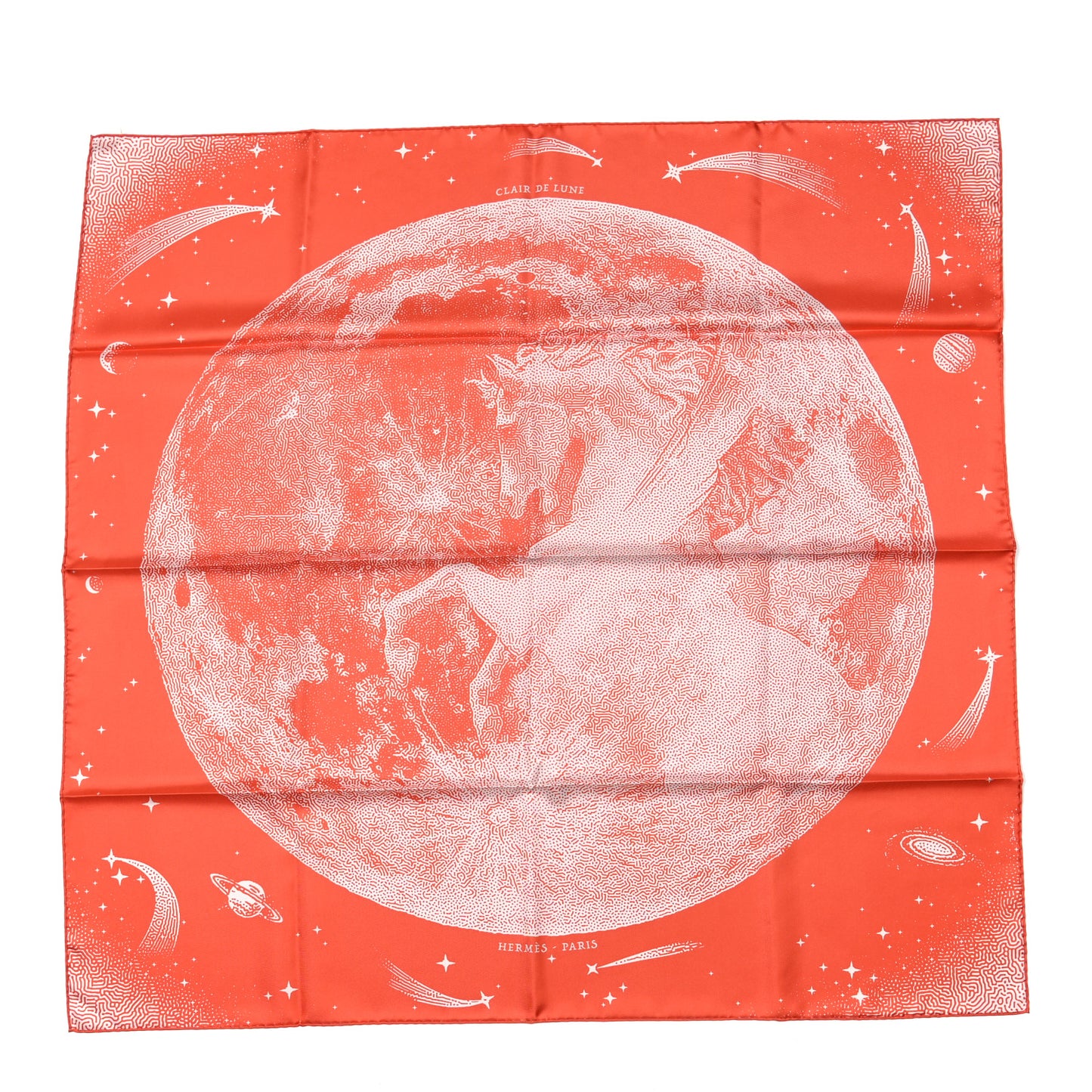 Silk Double Face Clair De Lune Scarf 90 Orange Gris White