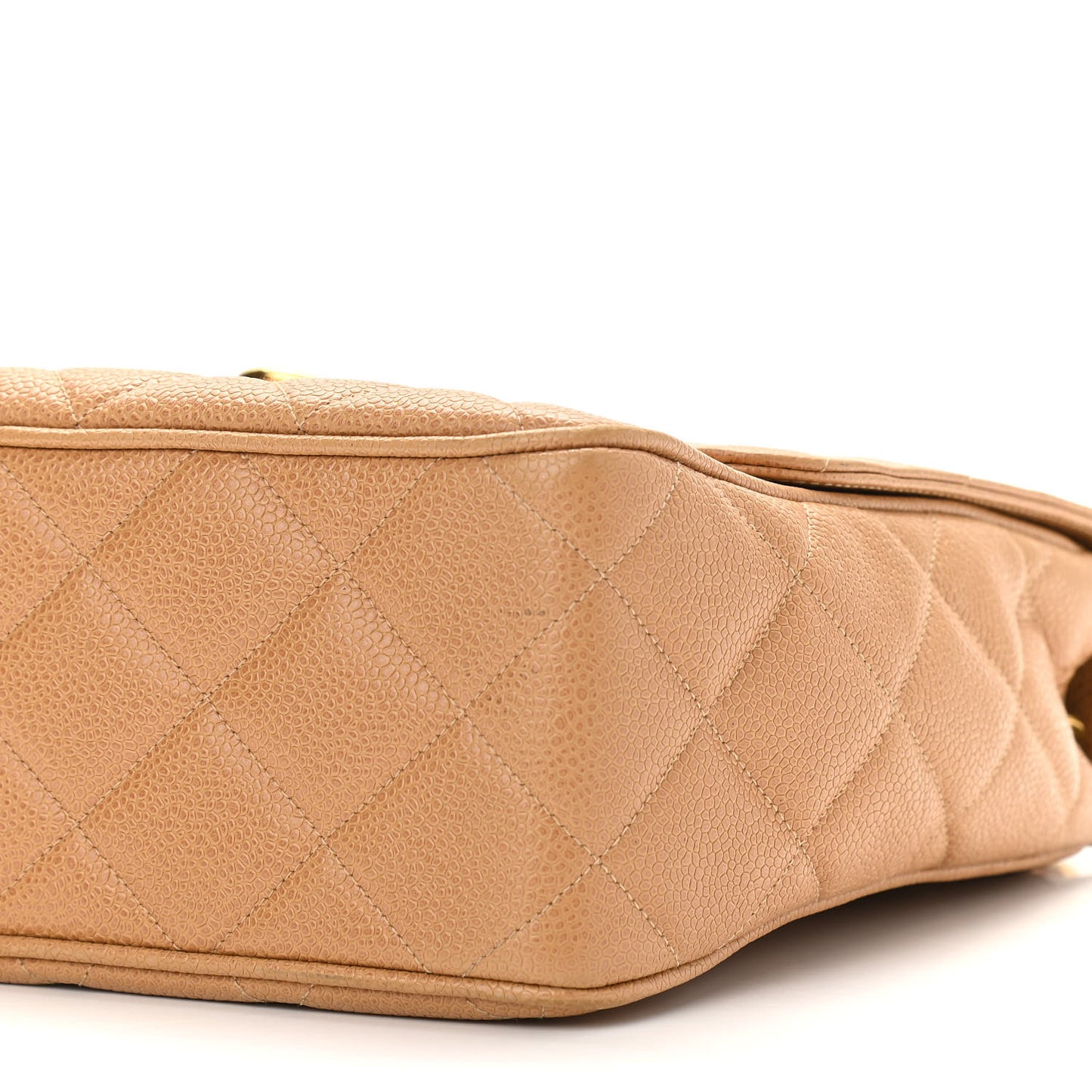 Caviar Quilted Small Single Flap Beige