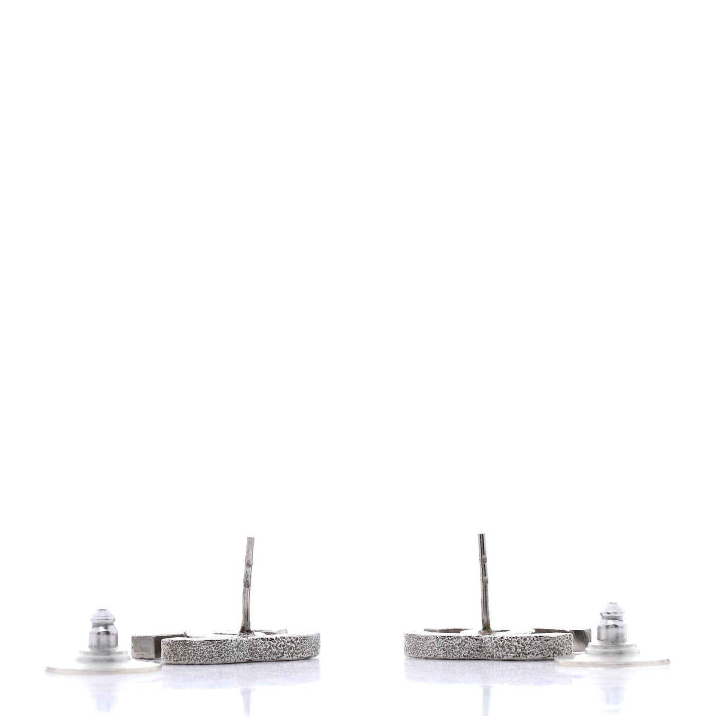 Glitter Resin CC Earrings Silver Black