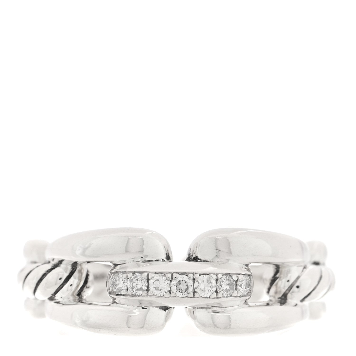 David Yurman Sterling Silver Diamond 8mm Wellesley Link Ring 1 of 4