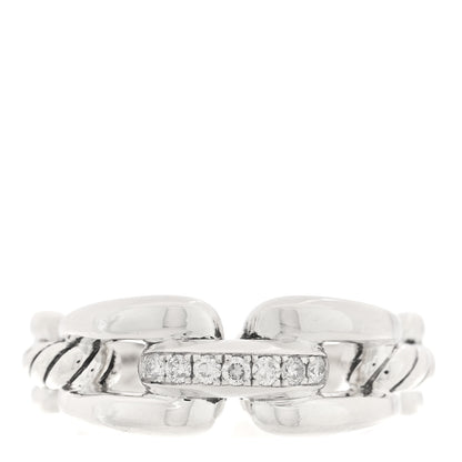 David Yurman Sterling Silver Diamond 8mm Wellesley Link Ring 1 of 4