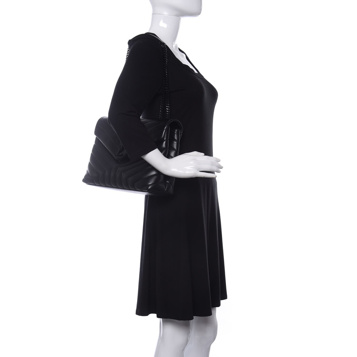 Saint Laurent Calfskin Y Quilted Monogram Medium Loulou Chain Satchel Black 2 of 9