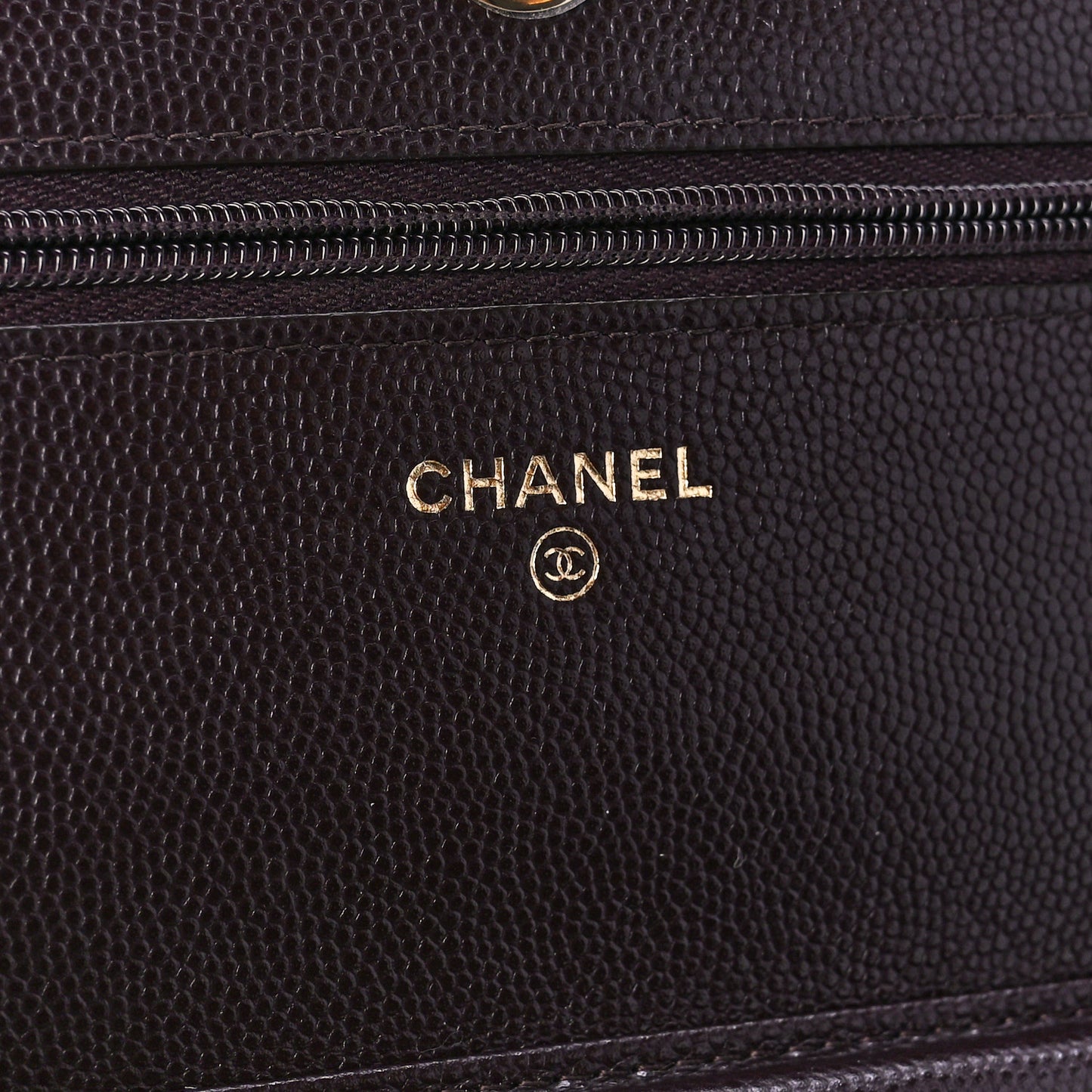 Caviar Quilted Wallet on Chain WOC Dark Brown