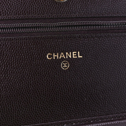 Chanel Caviar Quilted Wallet on Chain WOC Dark Brown 6 of 13