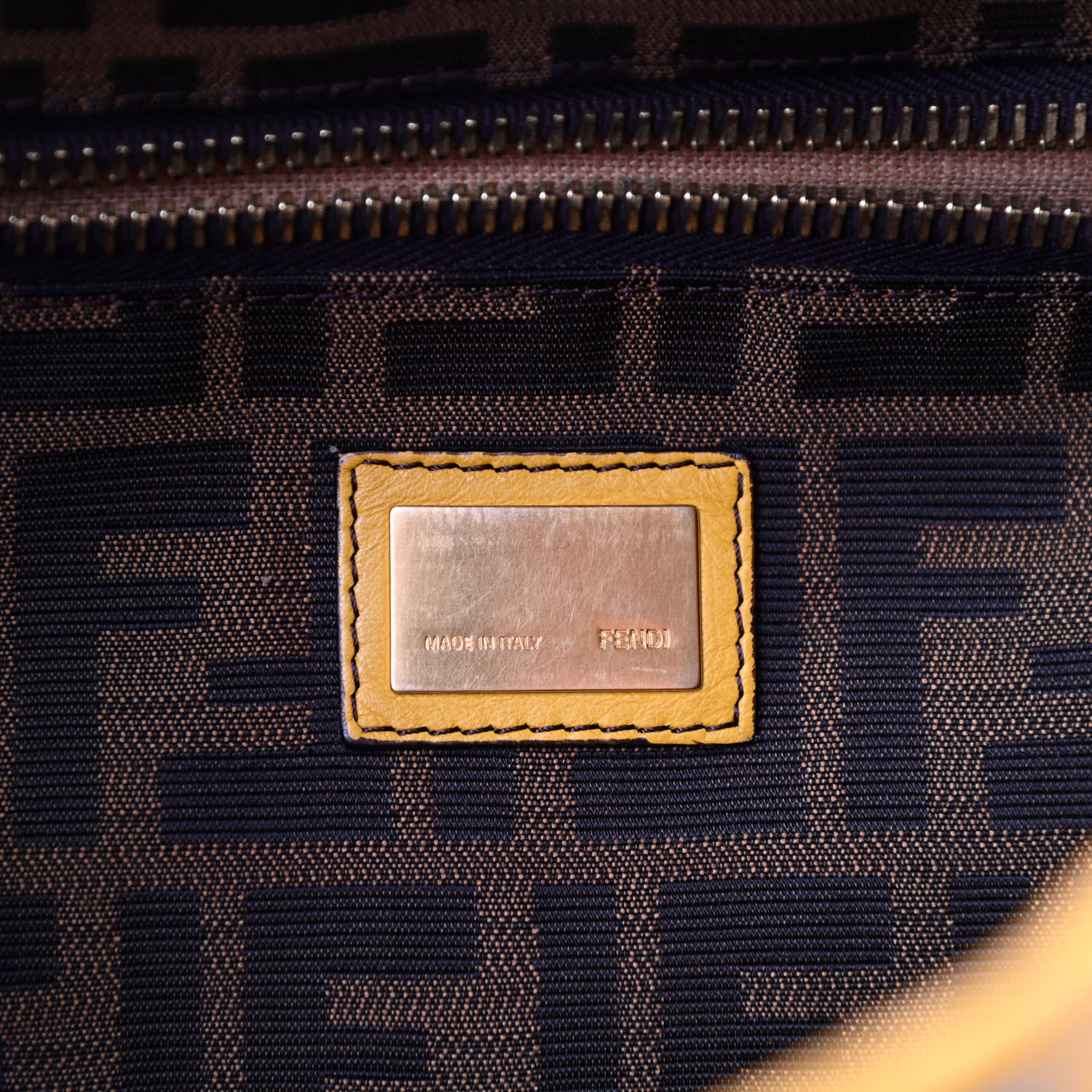 Fendi Vitello Zucca Large Peekaboo Iconic Satchel Yellow Tobacco 6 of 9