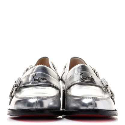 Christian Louboutin Mirror Patent Montezumo Donna Flat Loafers 39 Silver 2 of 11