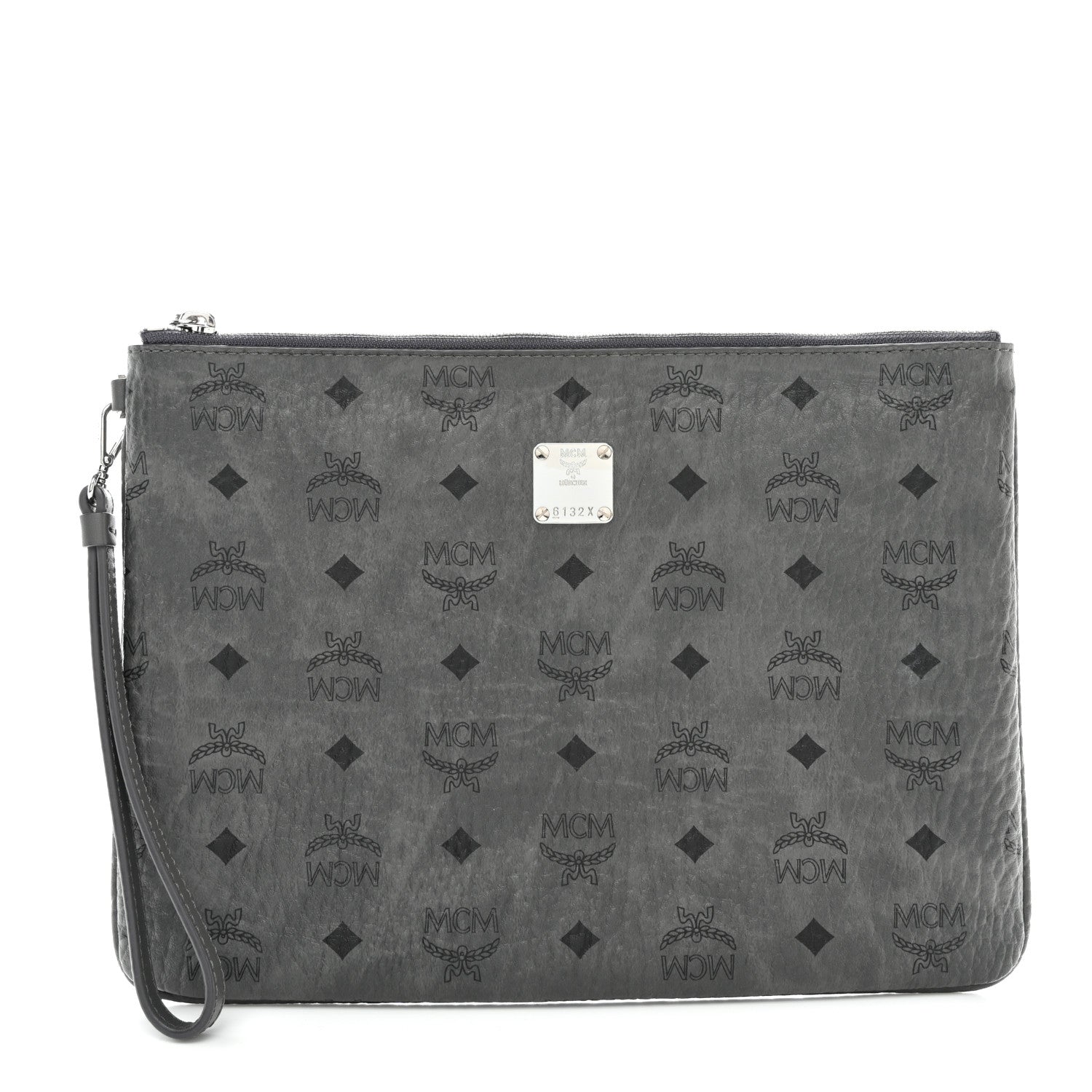 MCM Visetos Medium Stark Wristlet Pouch Phantom Grey 1 of 9