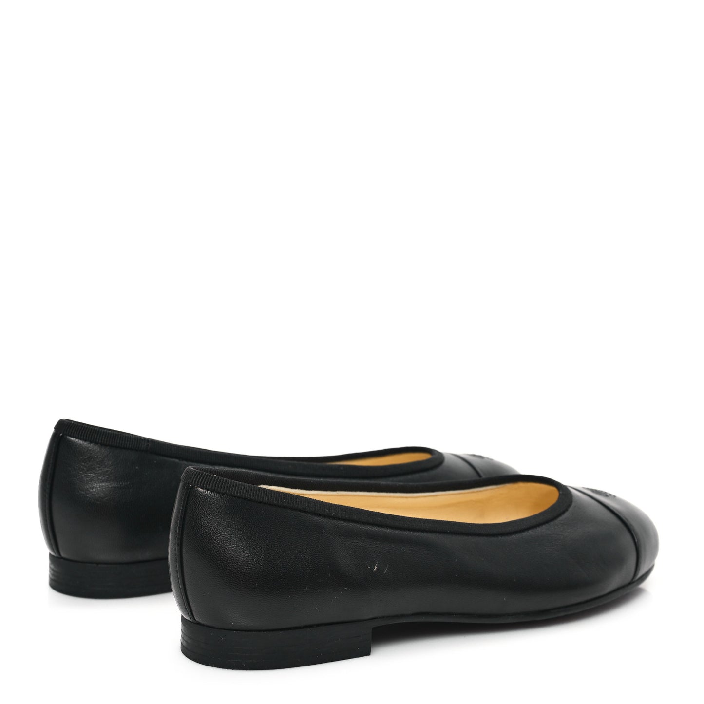Lambskin Cap Toe CC Uniform Ballerina Flats 36.5 Black