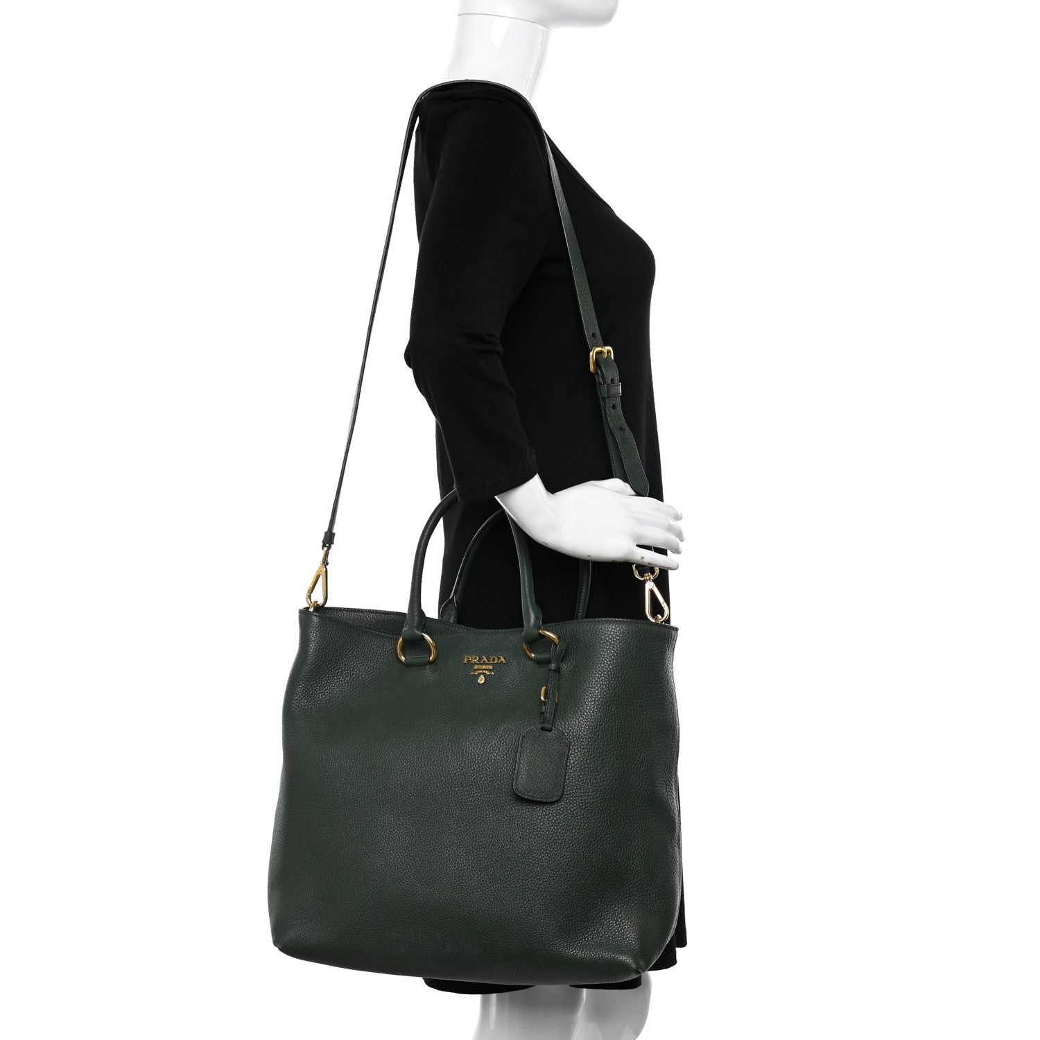 Prada Vitello Daino Shopping Tote Foresta 2 of 11