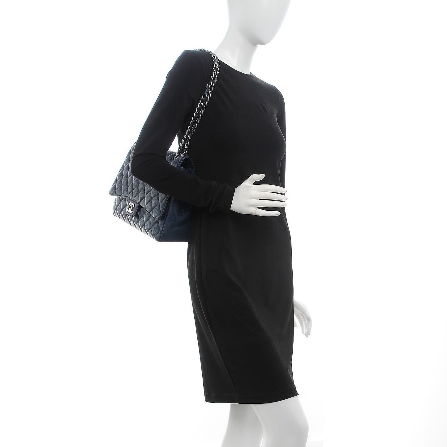 Caviar Quilted Maxi Single Flap Blue