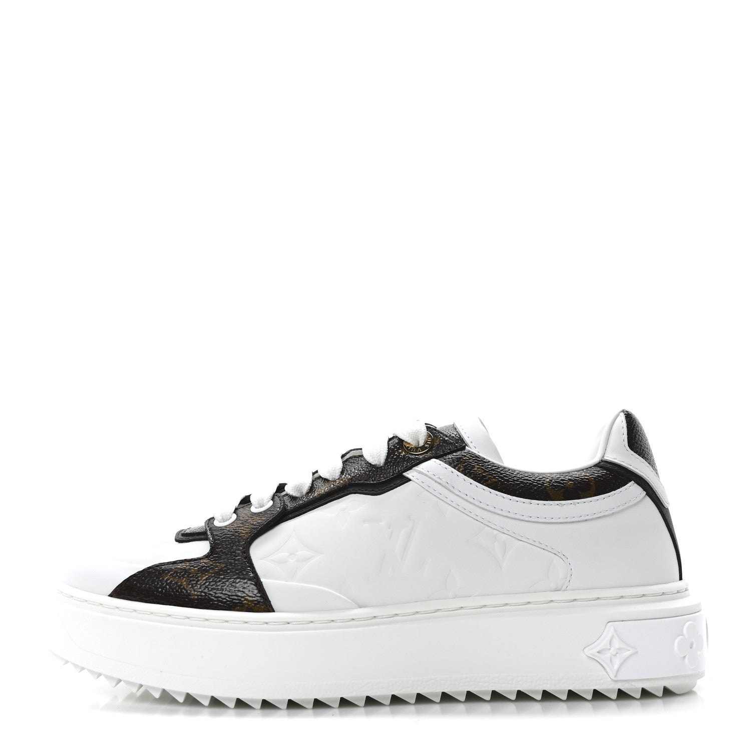 Louis Vuitton Monogram Embossed Calfskin Time Out Sneakers 38 White 1 of 9