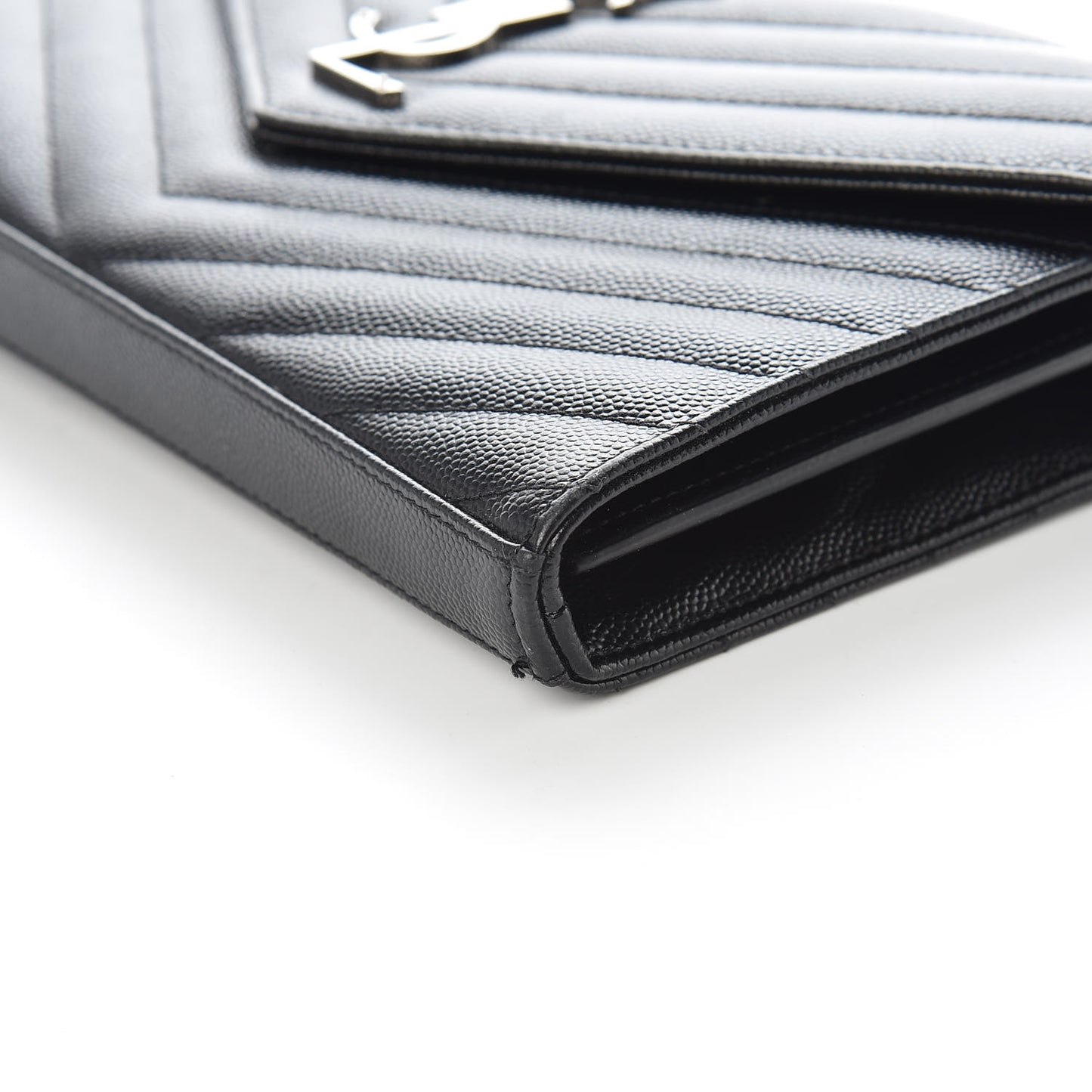 Grain De Poudre Matelasse Chevron Monogram Chain Wallet Black