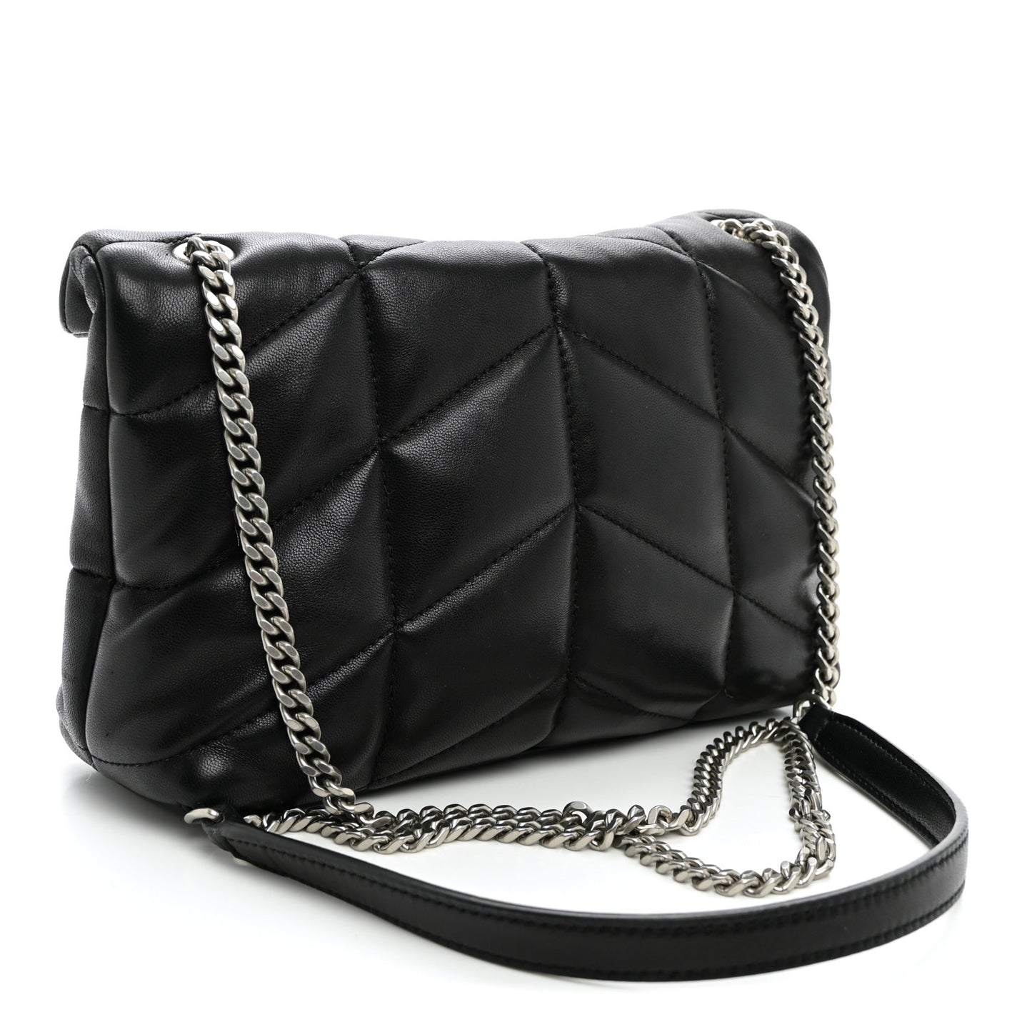 Lambskin Quilted Toy Loulou Puffer Monogram Chain Satchel Black