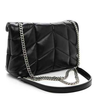 Saint Laurent Lambskin Quilted Toy Loulou Puffer Monogram Chain Satchel Black 2 of 9