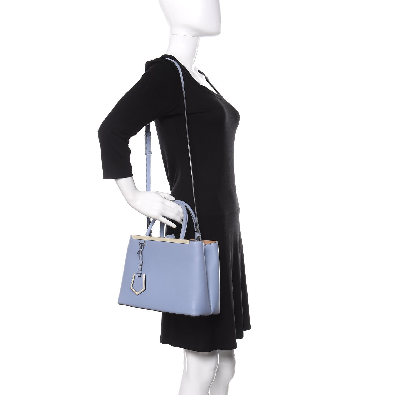 Fendi Vitello Dolce Century Petite 2Jours Tote Azzurro Sky Cuoio 2 of 10
