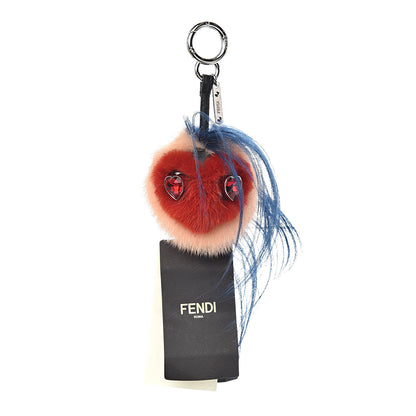 Fendi Goat Mink Fur Heart Bag Bug Charm Red Multicolor 1 of 3