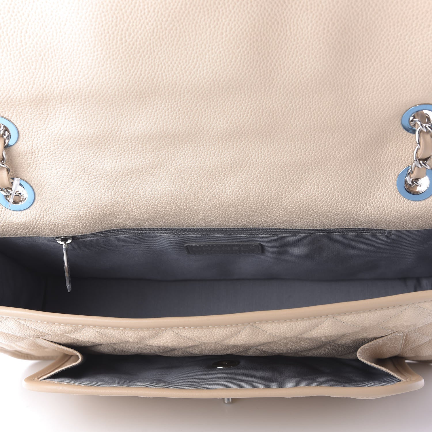 Chanel Caviar French Riviera Large Flap Beige 5 of 10