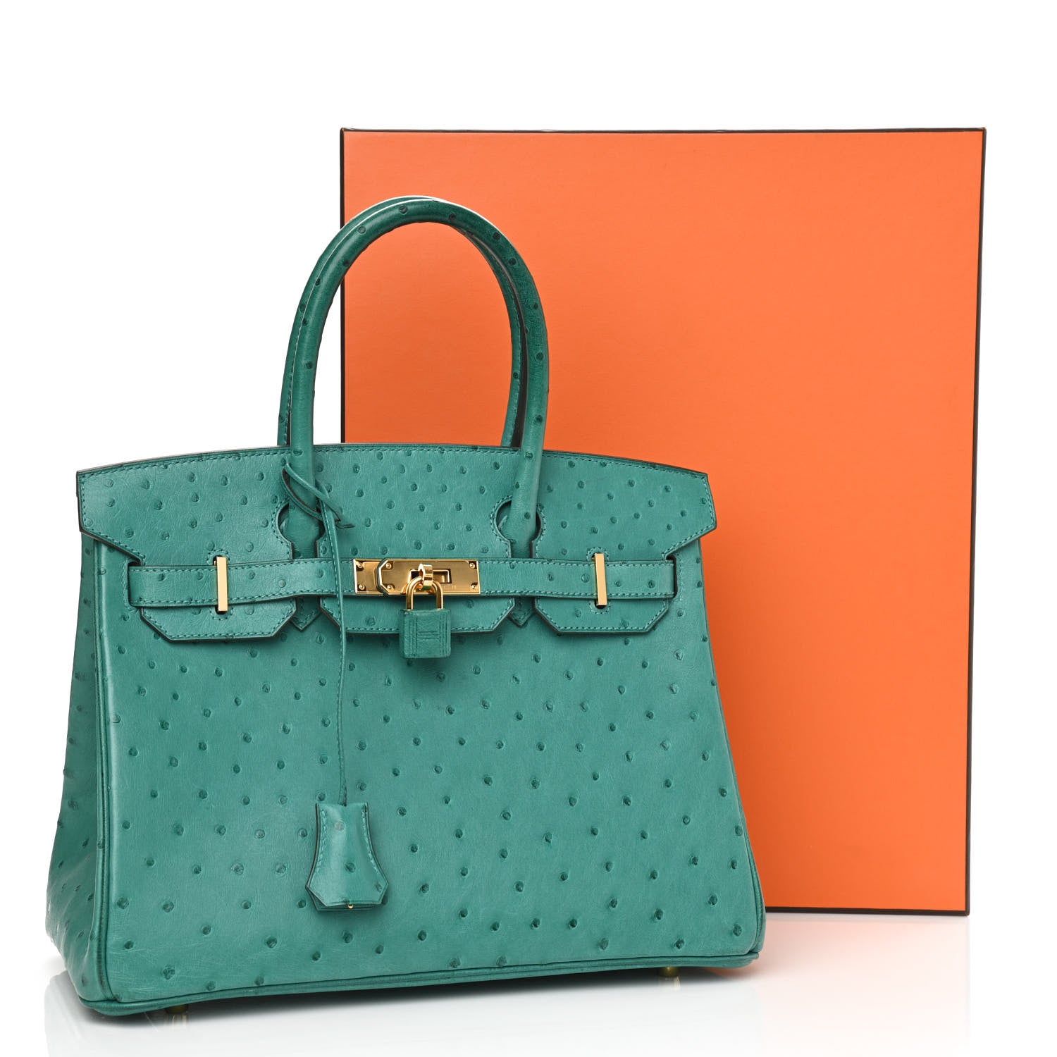 Hermes Ostrich Birkin 30 Vert Verone 10 of 10