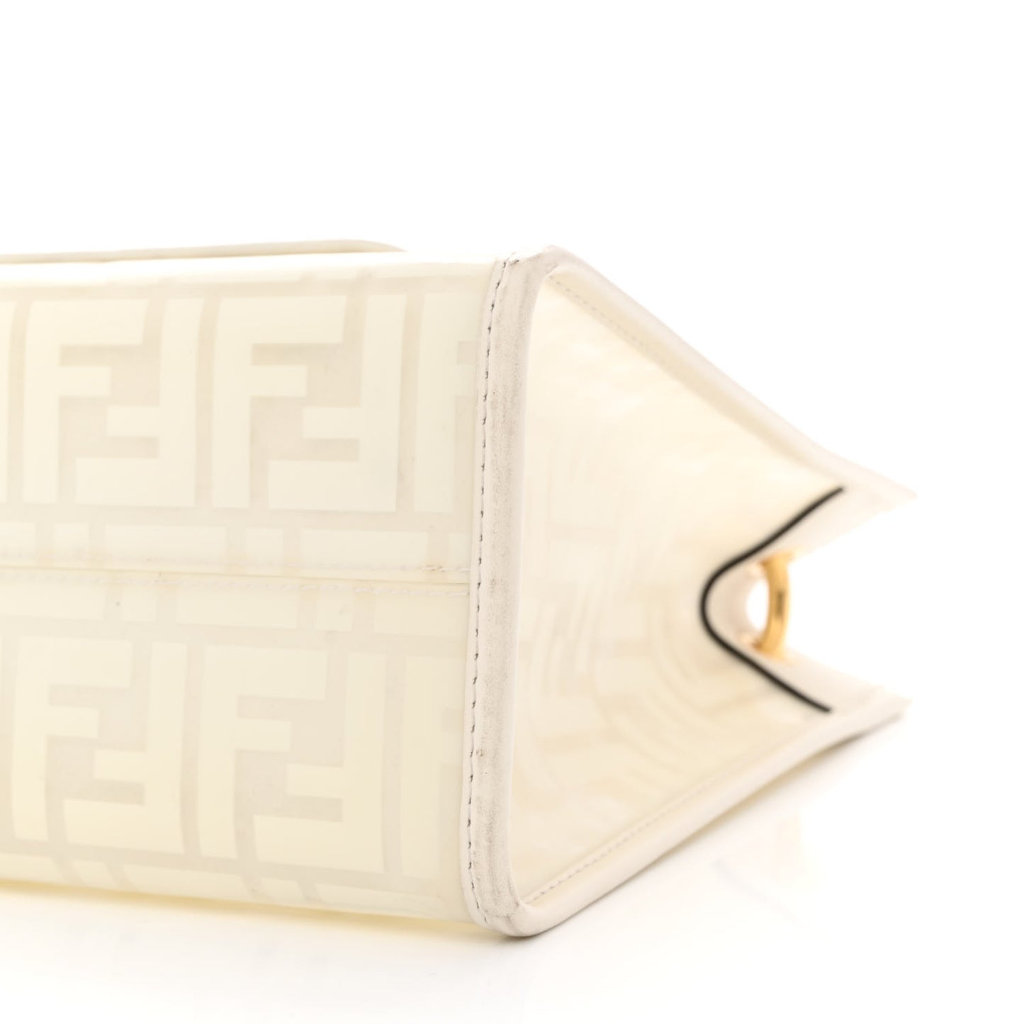 TPU FF Vitello Century Plexiglass Small Runaway Shopper Tote White