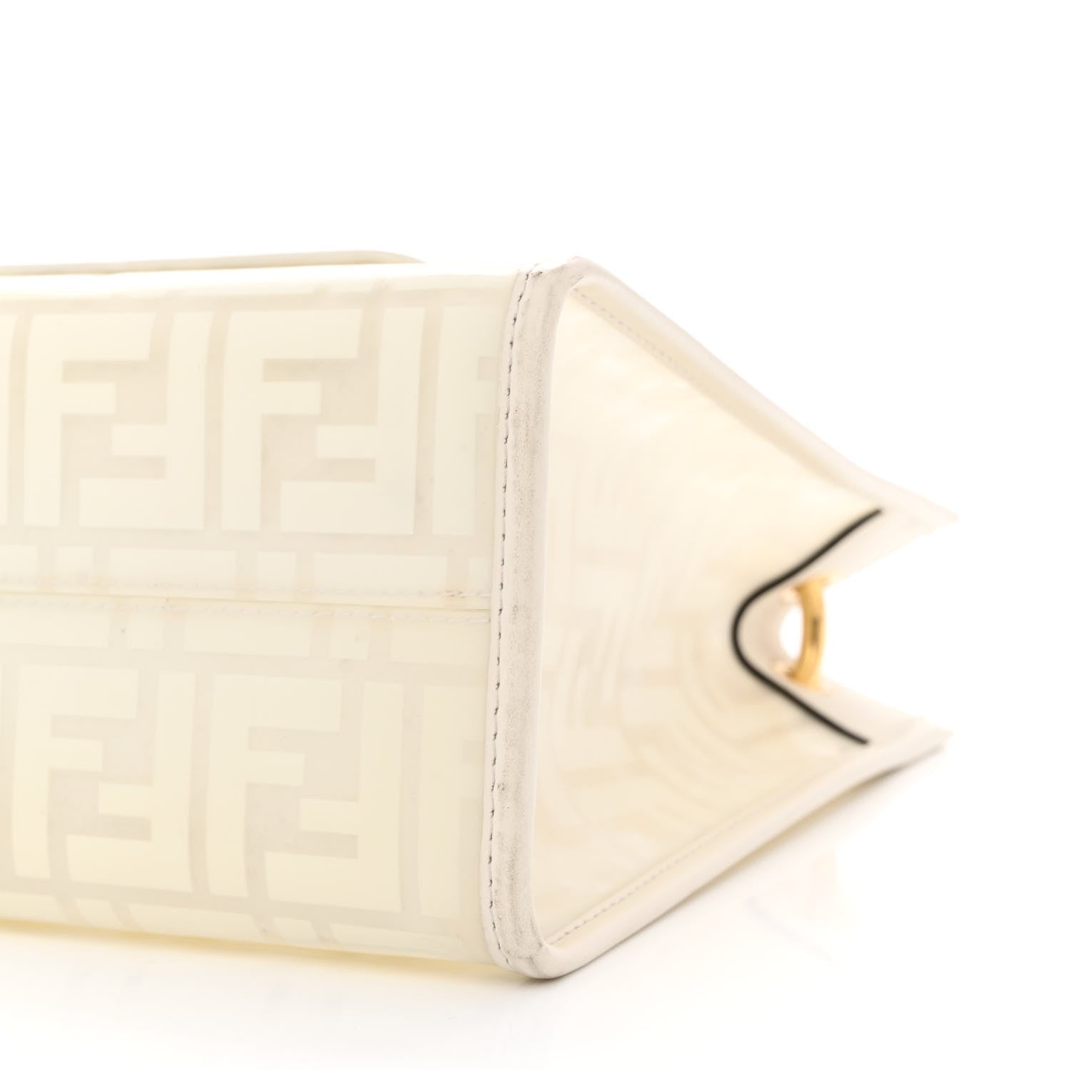 Fendi TPU FF Vitello Century Plexiglass Small Runaway Shopper Tote White 10 of 15