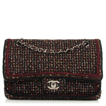 Chanel Tweed Quilted Medium Double Flap Burgundy 1 of 8