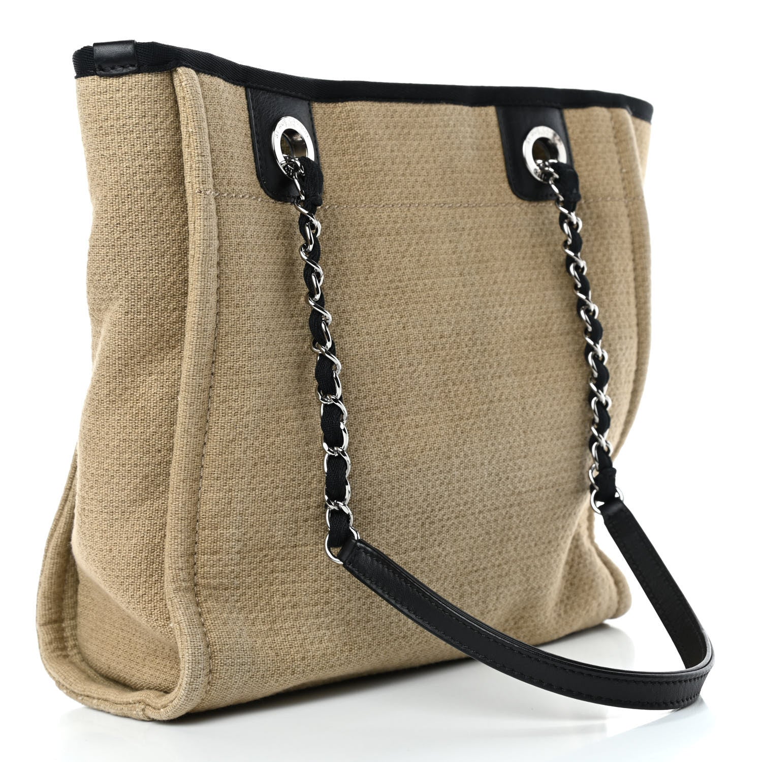 Chanel Canvas Mini Deauville Tote Beige Black 2 of 4