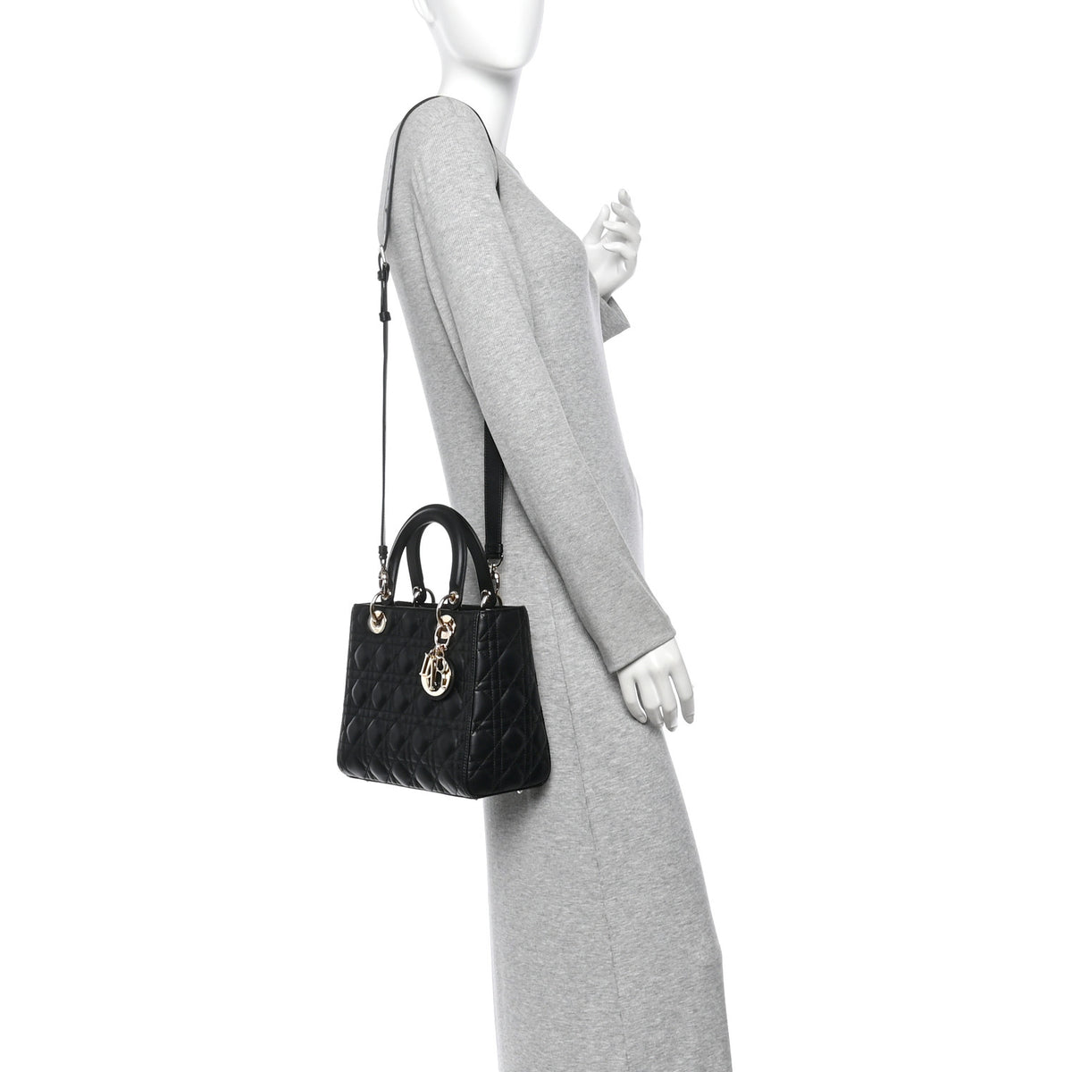 Lambskin Cannage Medium Lady Dior Black