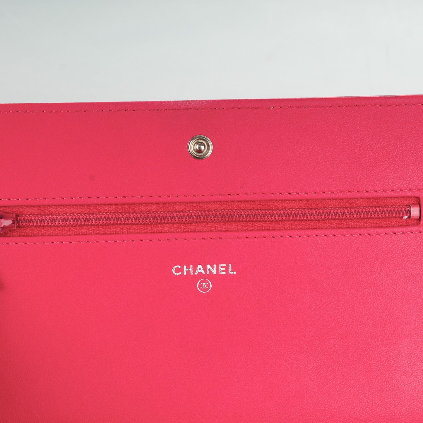 Lambskin Quilted Diamond CC Wallet On Chain WOC Dark Pink
