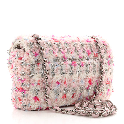 Chanel Tweed Quilted Mini Rectangular Flap Light Pink Silver Blue 3 of 10