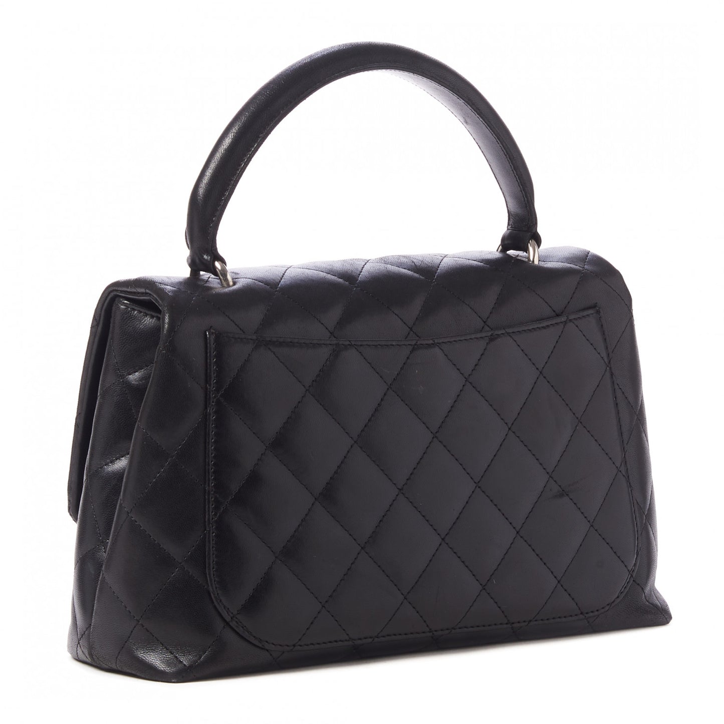 Lambskin Quilted Medium Kelly Flap Bag Black