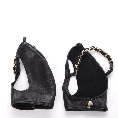 Chanel Lambskin Fingerless Chain Gloves 7 Black 4 of 8