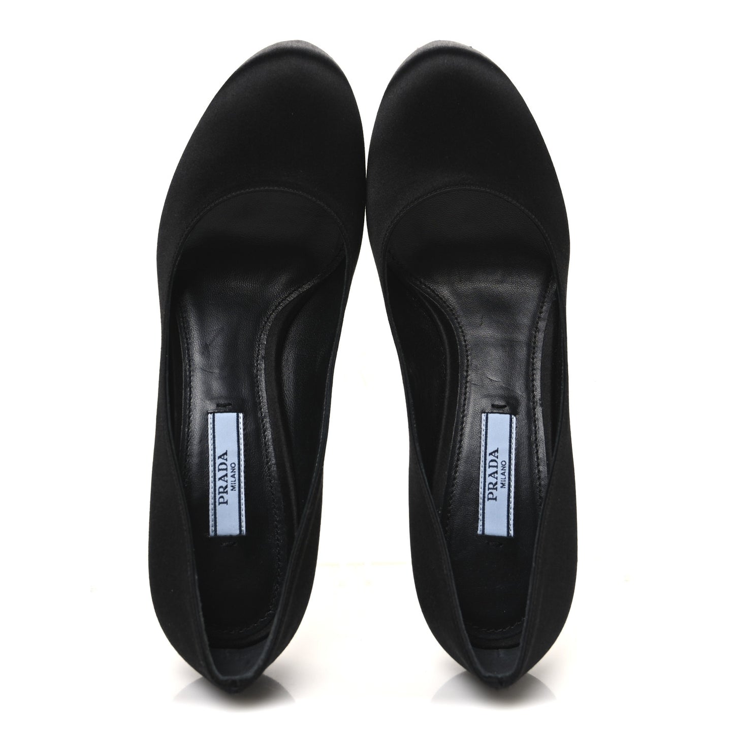 Satin Block Heel Pump 36 Black