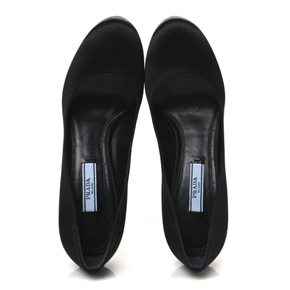 Prada Satin Block Heel Pump 36 Black 2 of 10