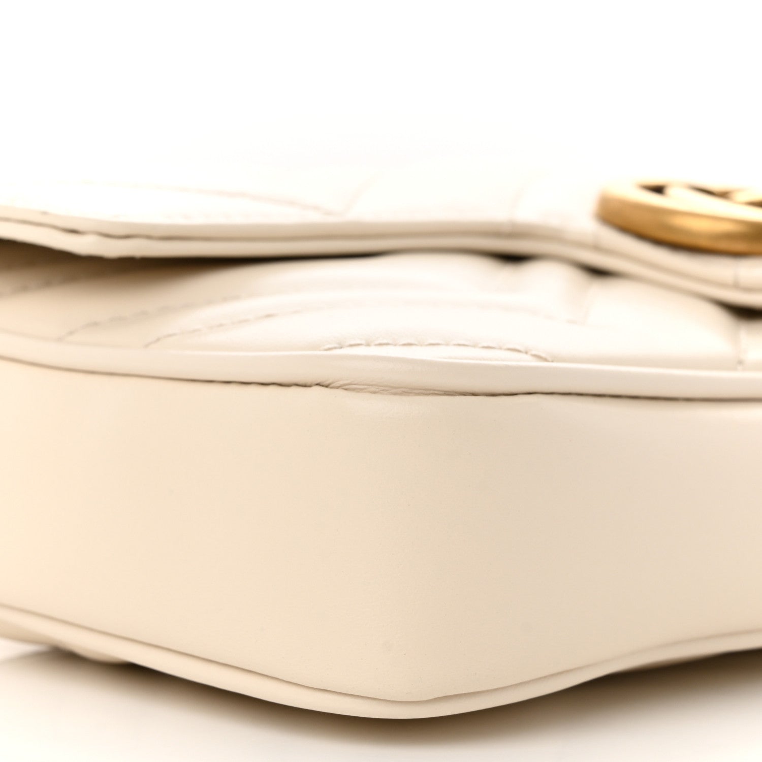 Gucci Calfskin Matelasse Mini GG Marmont Shoulder Bag With Card Holder White Black 10 of 12