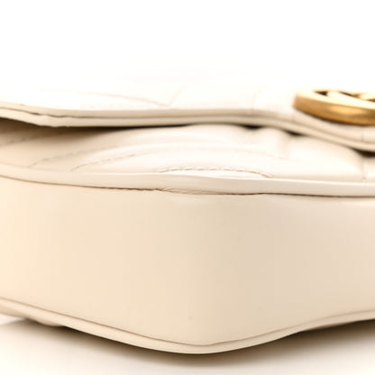 Gucci Calfskin Matelasse Mini GG Marmont Shoulder Bag With Card Holder White Black 10 of 12