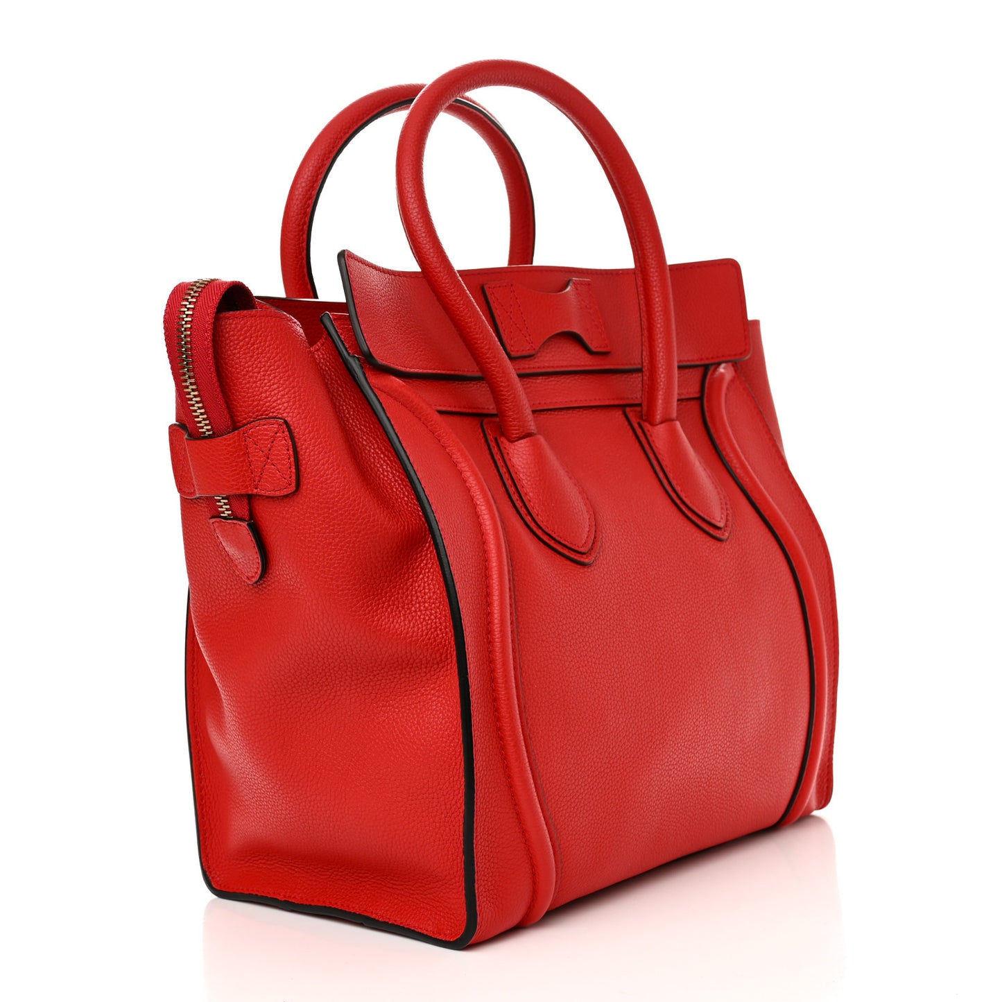 Drummed Calfskin Mini Luggage Coquelicot