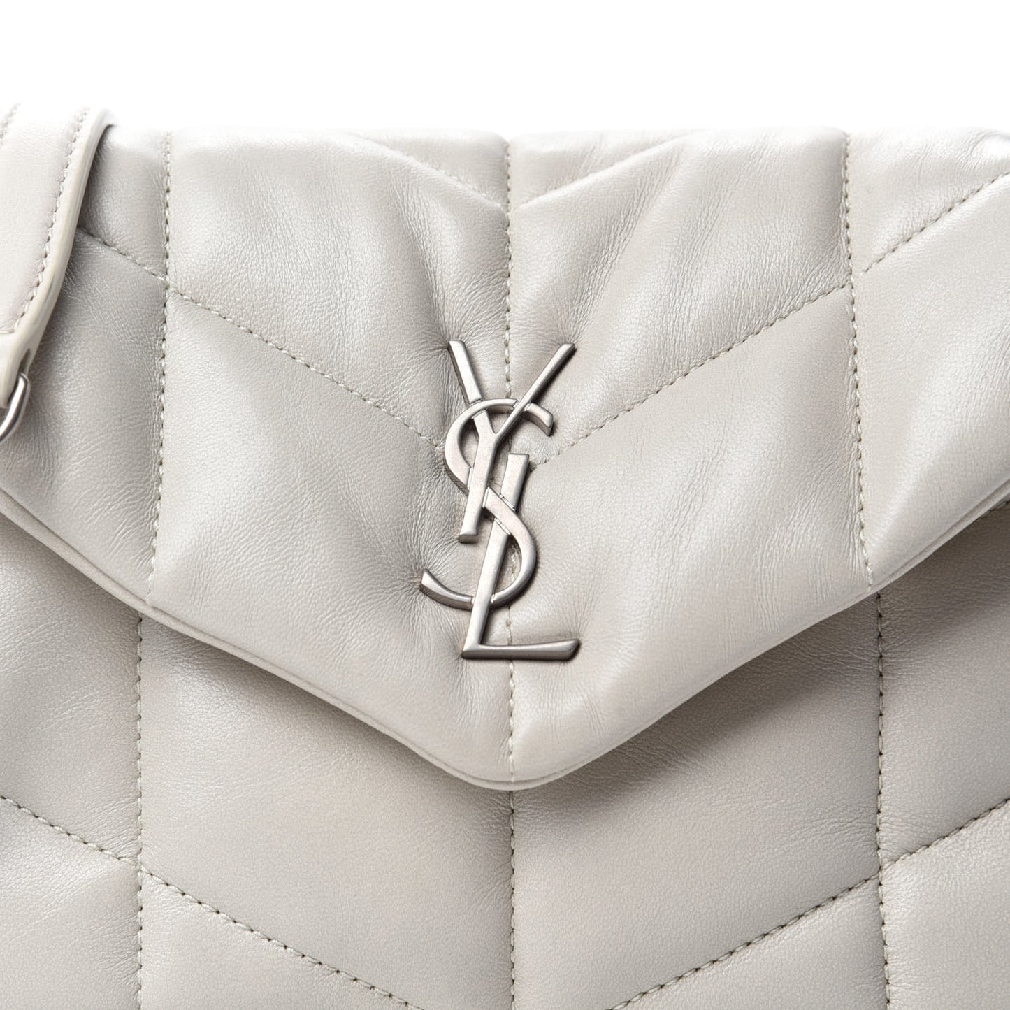 Lambskin Quilted Toy Loulou Puffer Monogram Chain Satchel Crema Soft