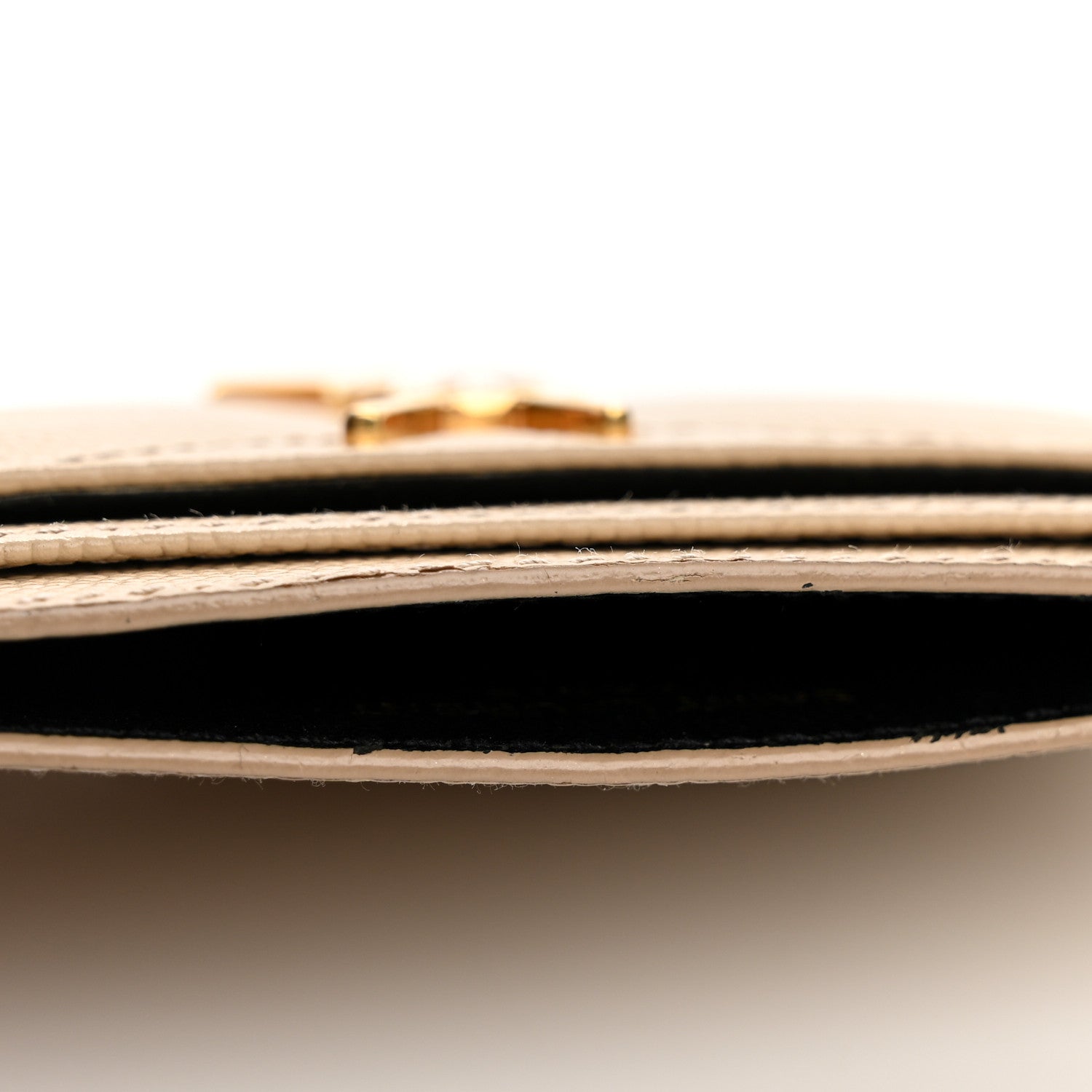 Saint Laurent Grain De Poudre Matelasse Chevron Monogram Credit Card Case Nude Powder 8 of 14