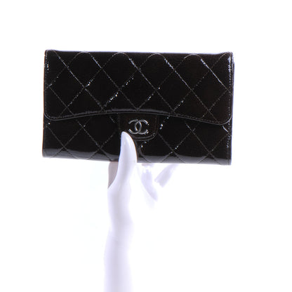Chanel Patent Quilted Large Flap Wallet Brown 2 of 7