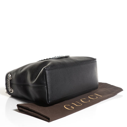 Gucci Pebbled Calfskin Studded Medium Soho Chain Shoulder Bag Black 4 of 7