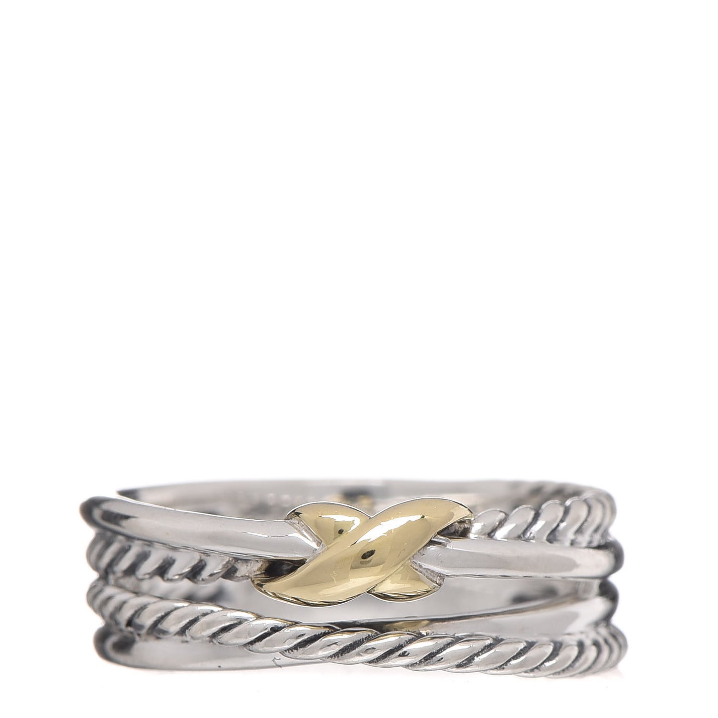 Sterling Silver 18K Yellow Gold 6mm X Crossover Ring 54 7