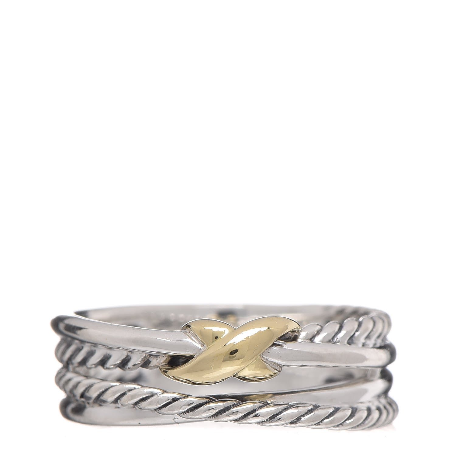 David Yurman Sterling Silver 18K Yellow Gold 6mm X Crossover Ring 54 7 1 of 5