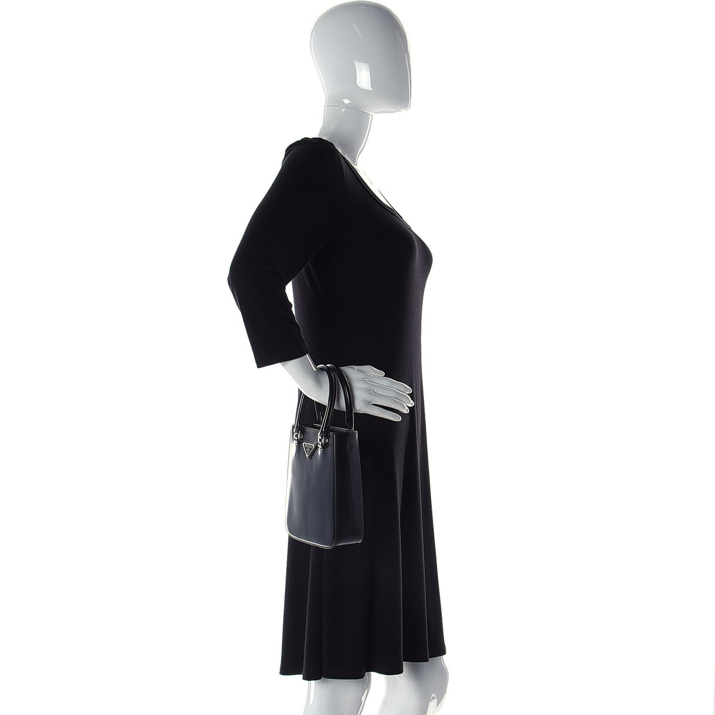 Spazzolato Triangle Small Double Handle Crossbody Tote Black