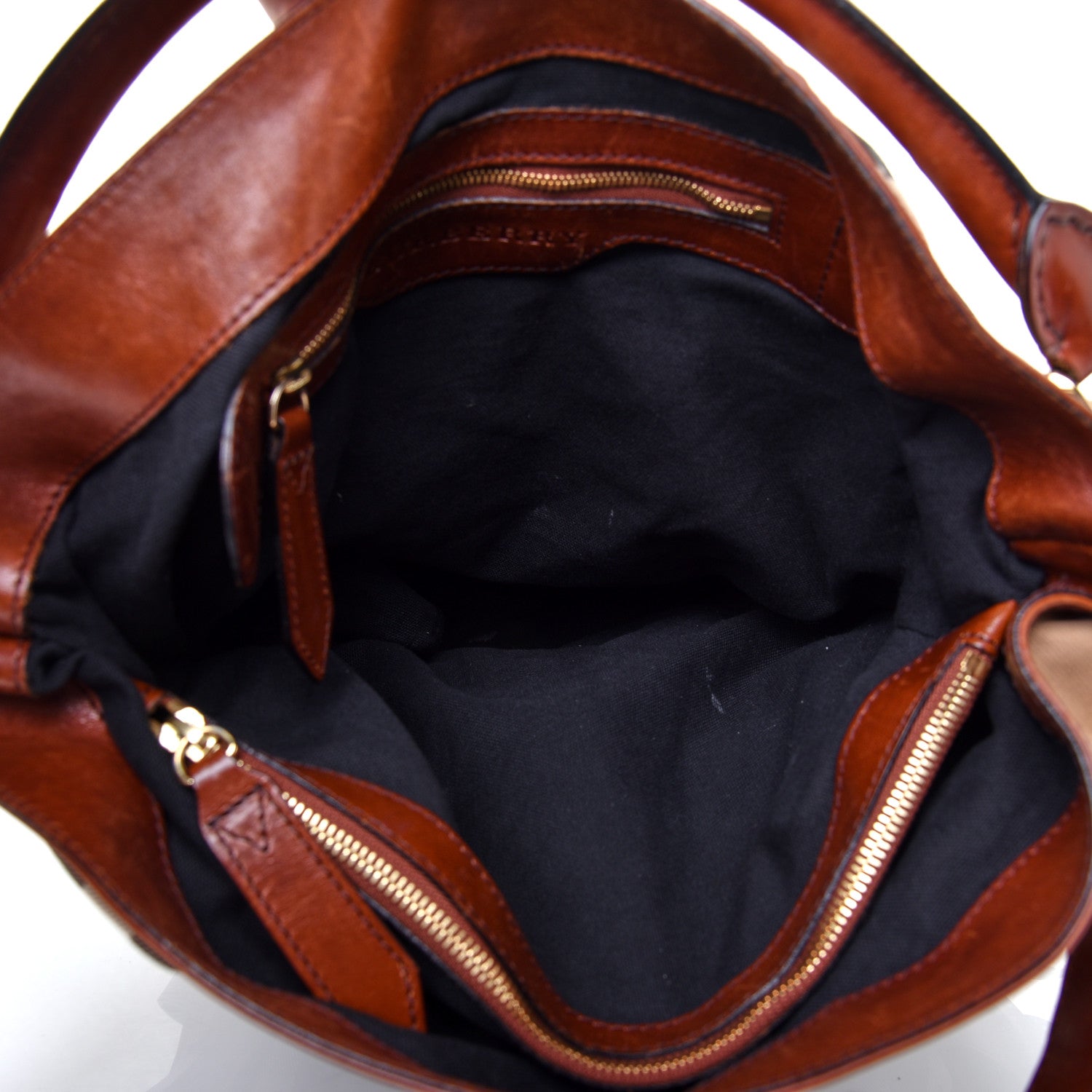 Burberry House Check Bridle Calfskin Medium Gosford Hobo Dark Tan 5 of 11